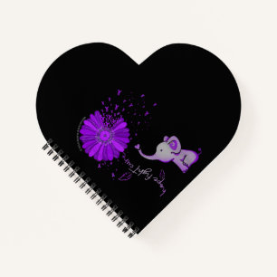 Hope Fight Cute Elephant Alzheimer's Purple Ribbon Notebook