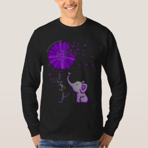Hope Fight Cute Elephant Alzheimer's Purple Ribbon T-Shirt