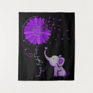 Hope Fight Cute Elephant Alzheimer's Purple Ribbon Tapestry