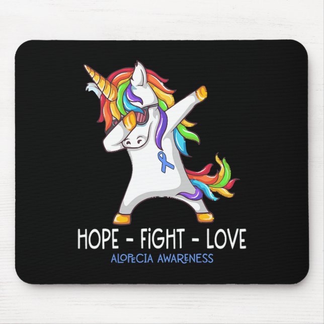 Hope Fight Love Alopecia Awareness Support Alopeci Mouse Mat (Front)