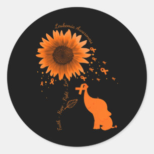Hope Fight Love Elephant Sunflower Leukaemia Aware Classic Round Sticker