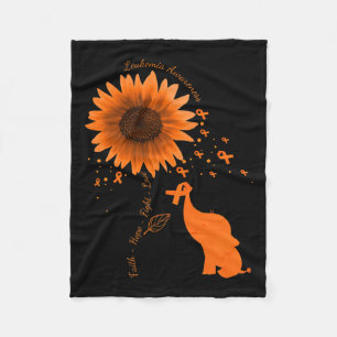 Hope Fight Love Elephant Sunflower Leukaemia Aware Fleece Blanket