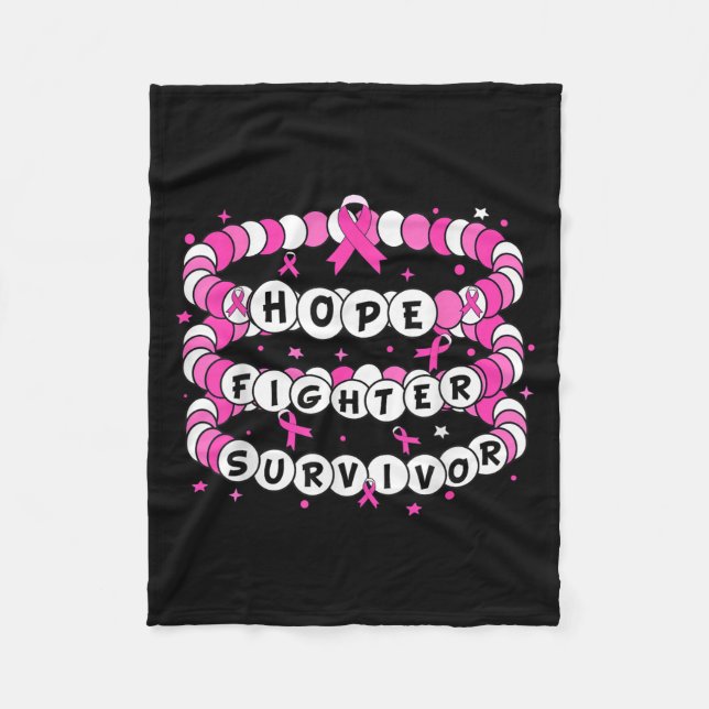 Hope Fighter Survivor Pink Breast Cancer Friendshi Fleece Blanket (Front)