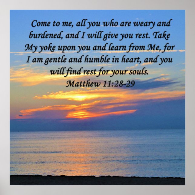HOPE FILLED ,MATTHEW 11:28 SUNRISE PHOTO DESIGN POSTER (Front)