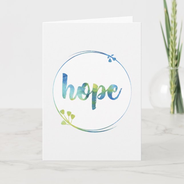 Hope Floral Watercolor Calligraphy Card (Front)