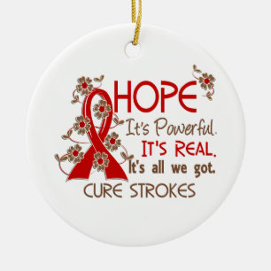 Hope Flower Ribbon Strokes Ceramic Tree Decoration