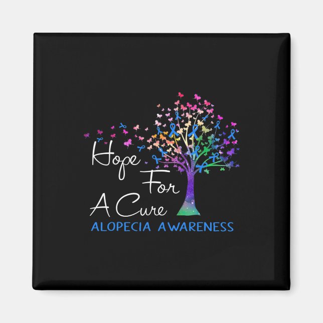 Hope For A Cure Alopecia Awareness Tree Ribbon  Magnet (Front)