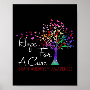 Hope For A Cure Brain Aneurysm Awareness Tree Ribb Poster