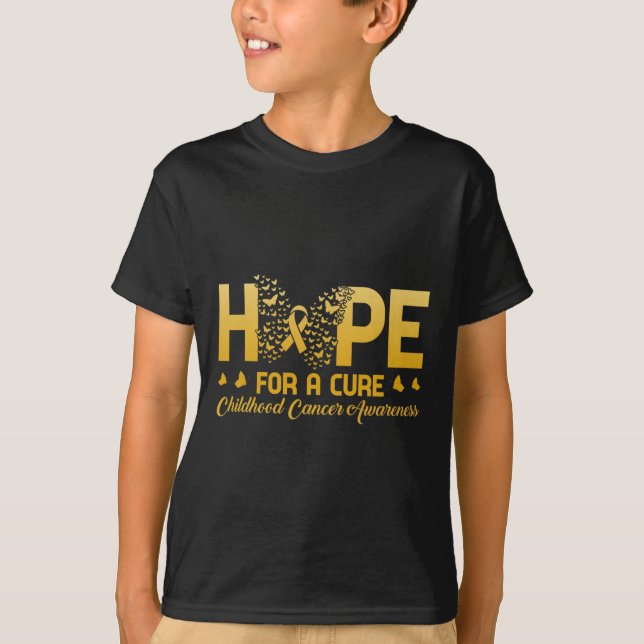 Hope For A Cure Childhood Cancer Awareness Butterf T-Shirt (Front)