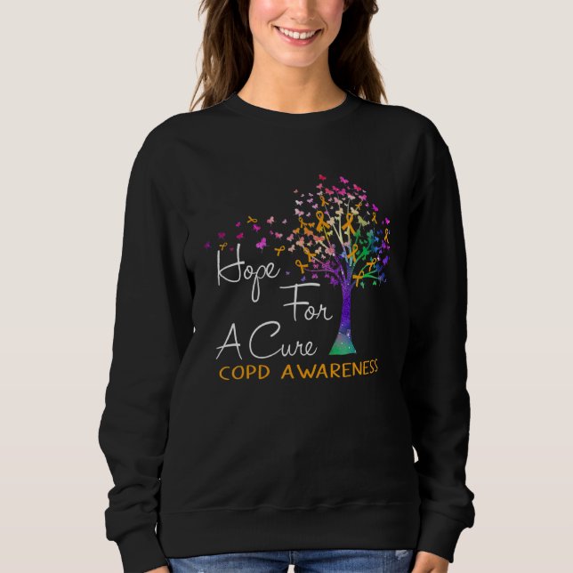 Hope For A Cure Copd Awareness Tree Ribbon Sweatshirt (Front)