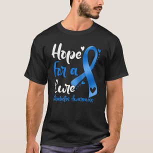Hope For A Cure Diabetes Awareness Blue Ribbon War T-Shirt