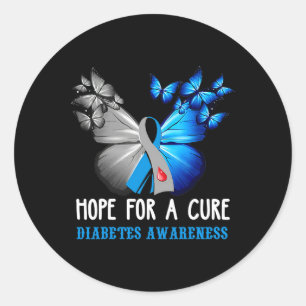 Hope For A Cure Diabetes Awareness Butterfly Diabe Classic Round Sticker