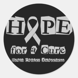 Hope for a Cure - Grey Ribbon Brain Tumour / Cance Classic Round Sticker