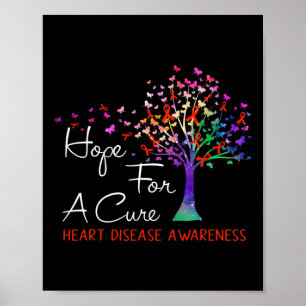 Hope For A Cure Heart Disease Awareness Tree Ribbo Poster
