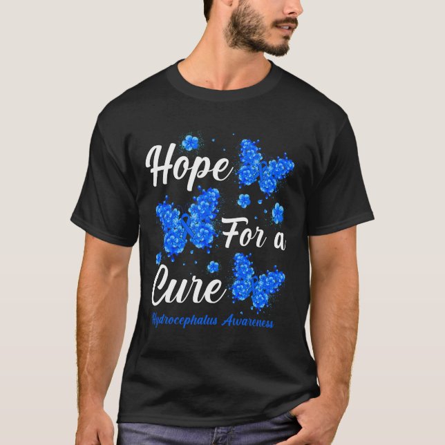 Hope For A Cure Hydrocephalus Awareness Butterfly  T-Shirt (Front)
