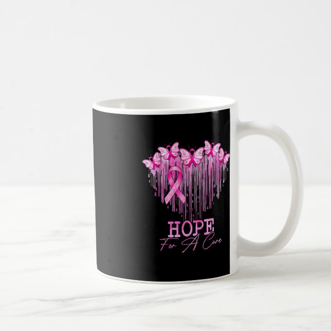 Hope For A Cure Pink Butterfly Breast Cancer Aware Coffee Mug (Right)