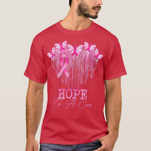 Hope For A Cure Pink Butterfly Breast Cancer Aware T-Shirt