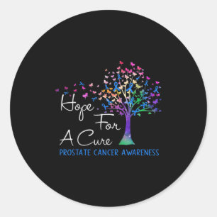 Hope For A Cure Prostate Cancer Awareness Tree Rib Classic Round Sticker