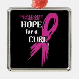 Hope for a Cure/Torn Ribbon...Breast Cancer Metal Tree Decoration