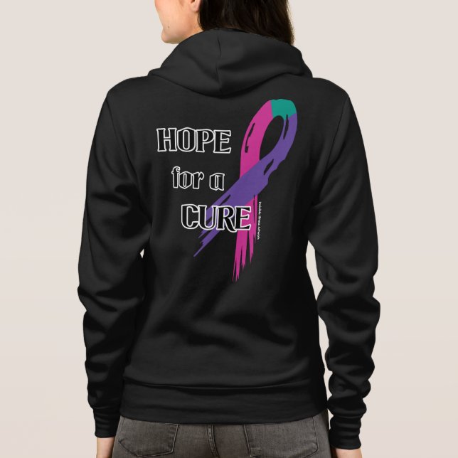 Hope for a Cure/Torn Ribbon...Thyroid Disease Hoodie (Back)