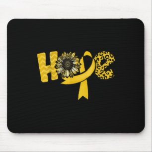 Hope Gold Ribbon Leopard Sunflower Childhood Cance Mouse Mat