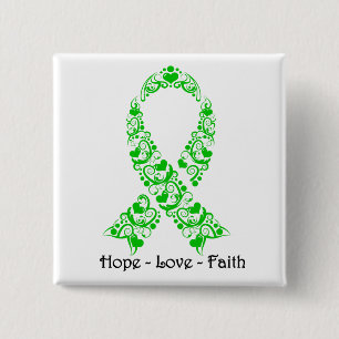 Hope Green Awareness Ribbon 15 Cm Square Badge