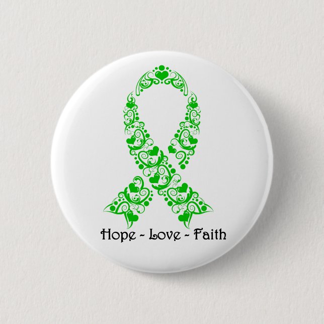 Hope Green Awareness Ribbon 6 Cm Round Badge (Front)