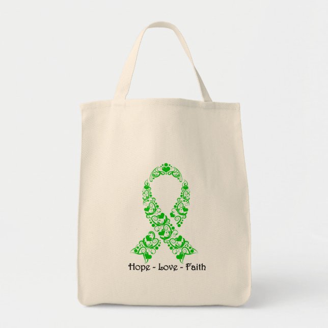 Hope Green Awareness Ribbon Tote Bag (Front)