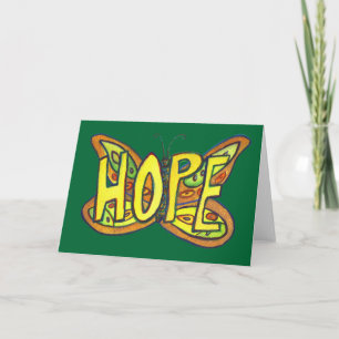 Hope Green Butterfly Art Note of Greeting Card