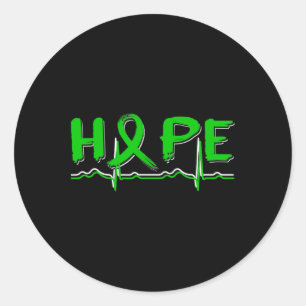 Hope Green Ribbon Kidney Disease Awareness Classic Round Sticker
