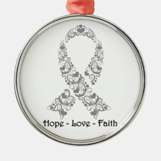 Hope Grey Awareness Ribbon Metal Tree Decoration