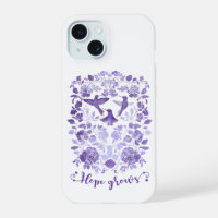 Hope Grows – Lavender Linocut Bird Inspirational