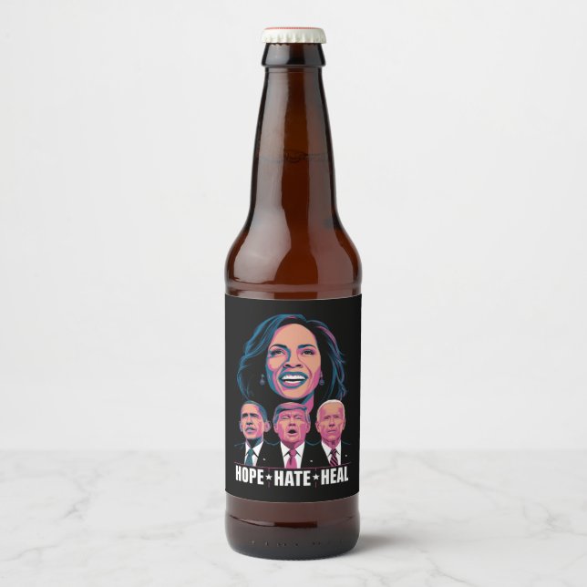 Hope Hate Heal Rise Kamala 2024 Beer Bottle Label (Front)