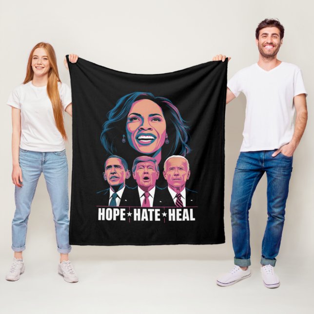 Hope Hate Heal Rise Kamala 2024 Fleece Blanket (In Situ)