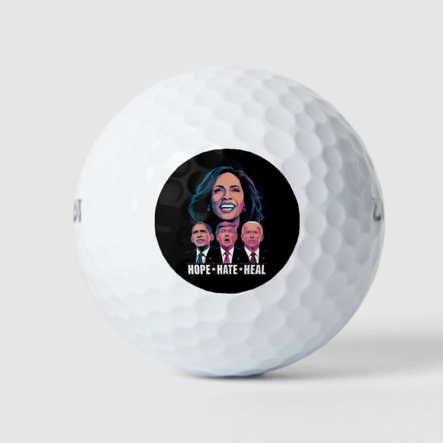 Hope Hate Heal Rise Kamala 2024 Golf Balls (Front)