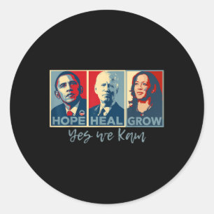 Hope Heal Grow Obama Joe Biden Kamala Harris 2024  Classic Round Sticker