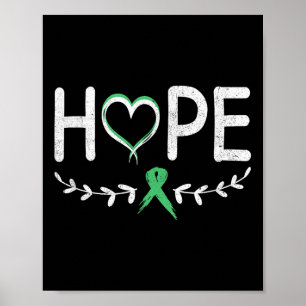 Hope Heart Green Ribbon Liver Cancer Poster