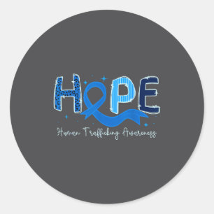 Hope Human Trafficking Awareness Blue Ribbon Classic Round Sticker