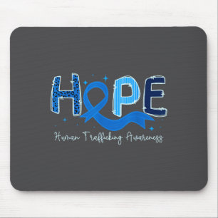 Hope Human Trafficking Awareness Blue Ribbon Mouse Mat