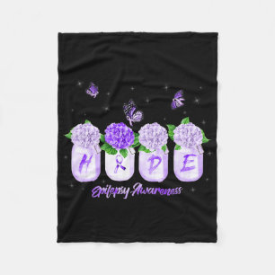 Hope Hydrangea Flower Butterfly Epilepsy Awareness Fleece Blanket