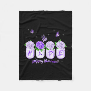 Hope Hydrangea Flower Butterfly Epilepsy Awareness Fleece Blanket