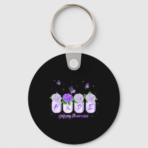 Hope Hydrangea Flower Butterfly Epilepsy Awareness Key Ring