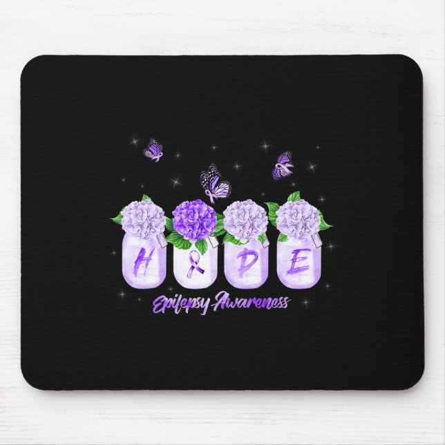Hope Hydrangea Flower Butterfly Epilepsy Awareness Mouse Mat (Front)