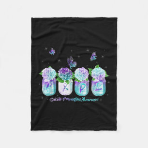 Hope Hydrangea Flower Butterfly Suicide Prevention Fleece Blanket