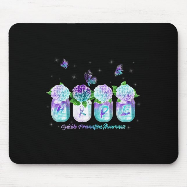 Hope Hydrangea Flower Butterfly Suicide Prevention Mouse Mat (Front)