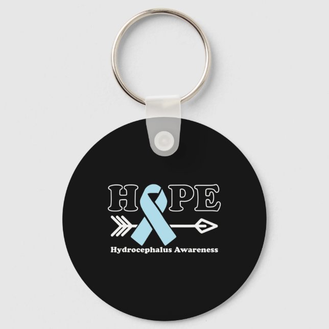 Hope - Hydrocephalus Awareness Light Blue Ribbon  Key Ring (Front)