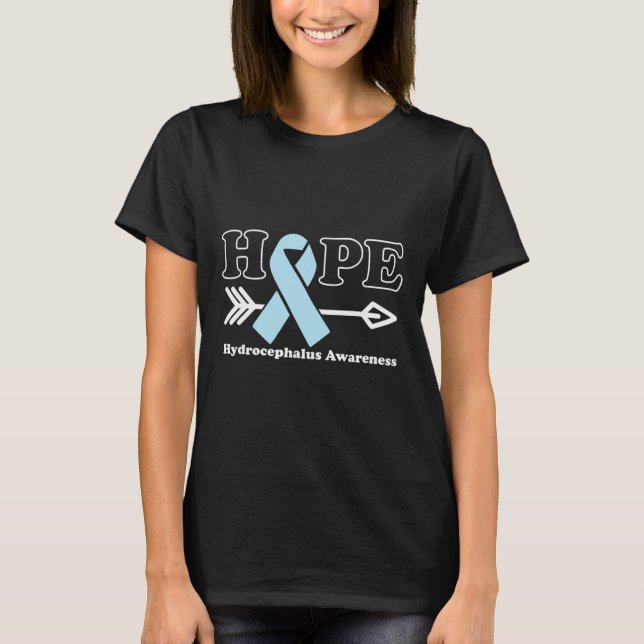 Hope - Hydrocephalus Awareness Light Blue Ribbon  T-Shirt (Front)