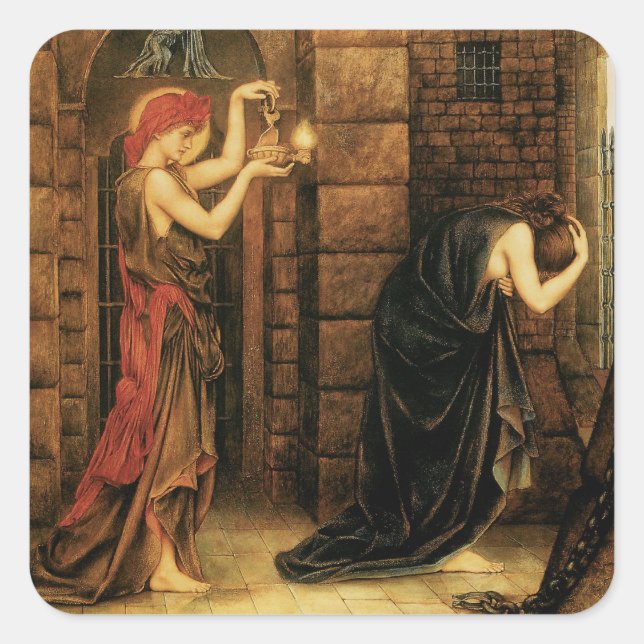 Hope in a Prison of Despair by Evelyn De Morgan Square Sticker (Front)