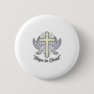 Hope in Christ Dove Cross Vintage Christian Design 6 Cm Round Badge
