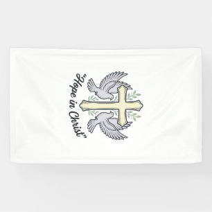 Hope in Christ Dove Cross Vintage Christian Design Banner